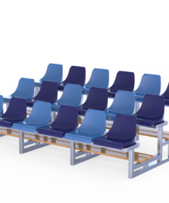 Tribune 3 zitrijen met houten planken