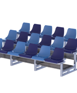 Tribune 3 zitrijen met stalen roosters